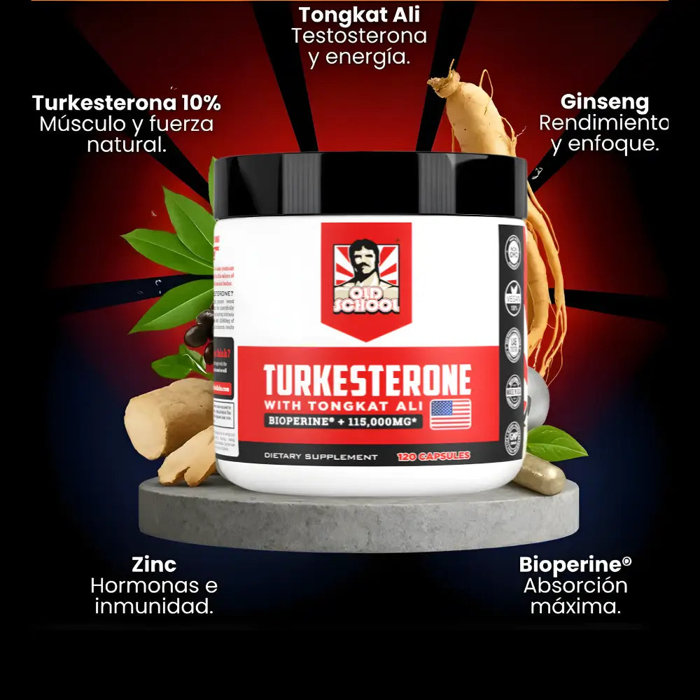 Testosterona Turkesterone 120 Capsulas-¡REGALO! Pack X6 Ejercitador de mandíbula