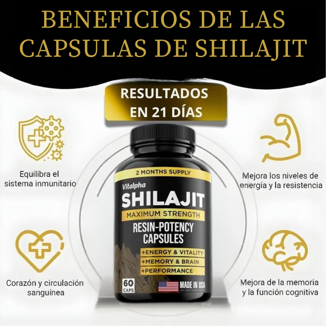 Shilajit 60 Capsulas- ¡REGALO! Pack X6 Ejercitador de mandíbula