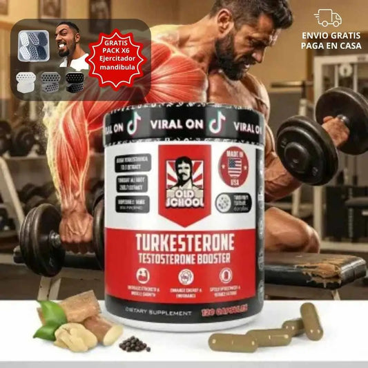 Testosterona Turkesterone 120 Capsulas-¡REGALO! Pack X6 Ejercitador de mandíbula