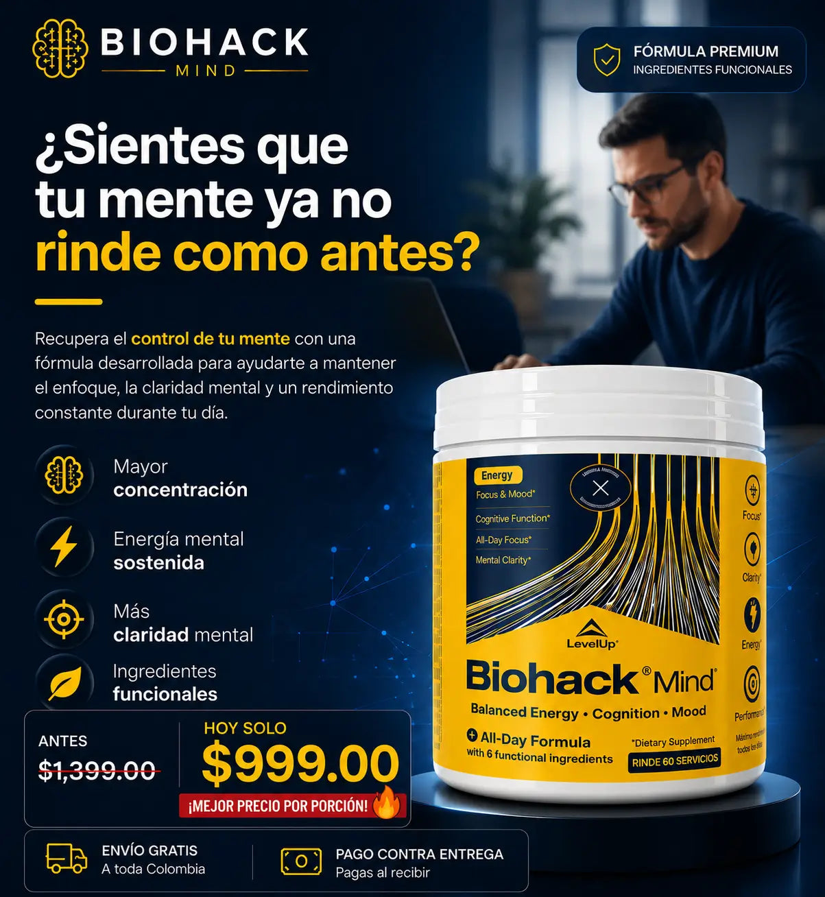Biohack Mind® Trabaja mejor, estudia mejor y termina antes lo importante.