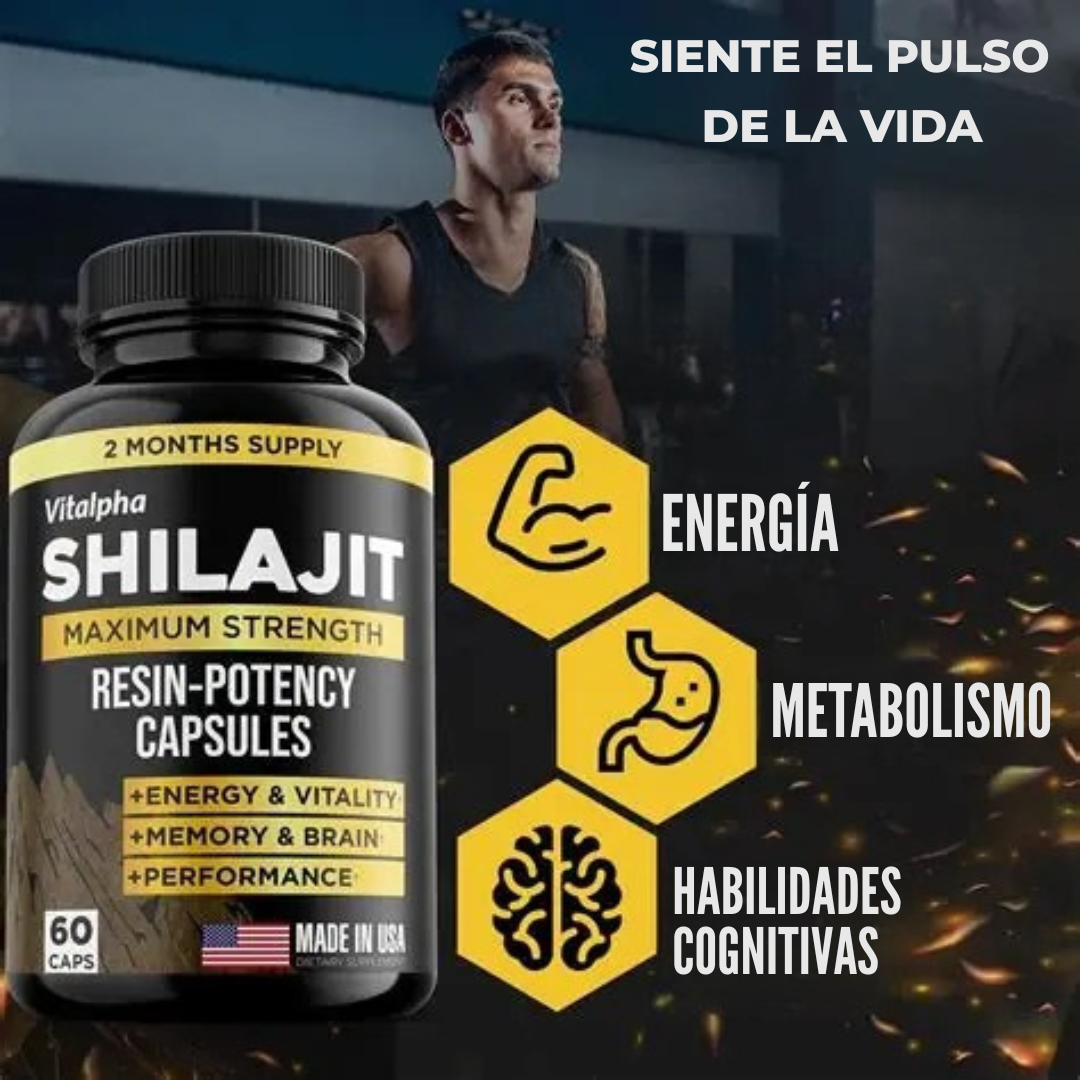 Shilajit 60 Capsulas- ¡REGALO! Pack X6 Ejercitador de mandíbula