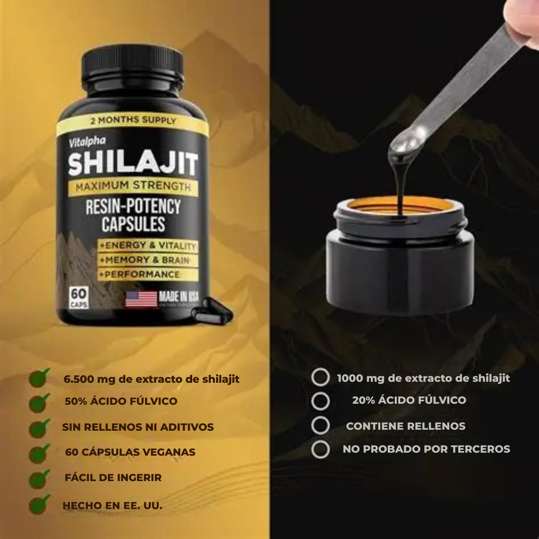 Shilajit 60 Capsulas- ¡REGALO! Pack X6 Ejercitador de mandíbula