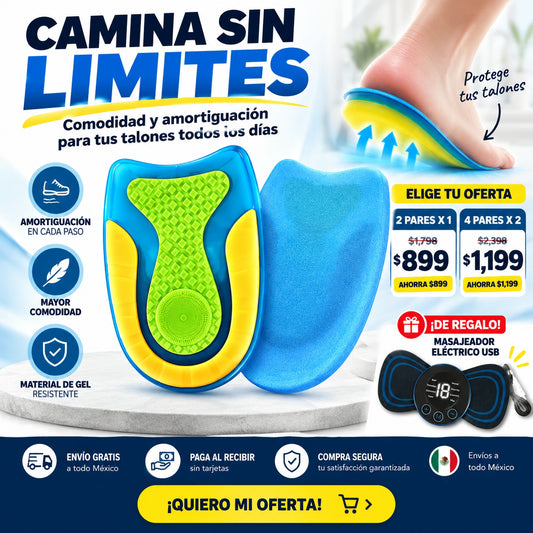 2x1 Plantillas ComfortStep Alivio Espolon y Fascitis + GRATIS Masajeador Electrico
