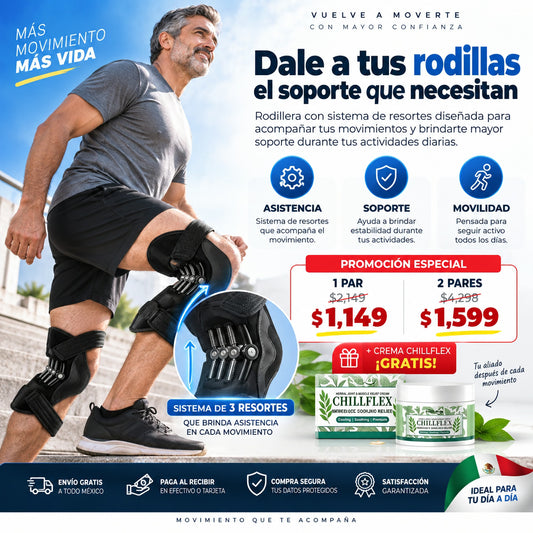 Rodilleras Ortopédica Con Resorte + GRATIS Crema Muscular ChillFlex