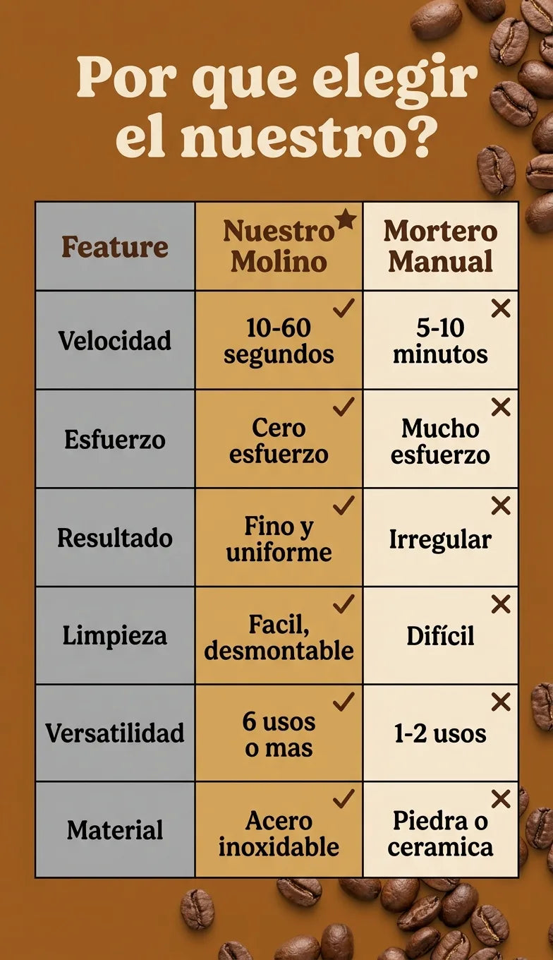 Comparativa molino vs mortero
